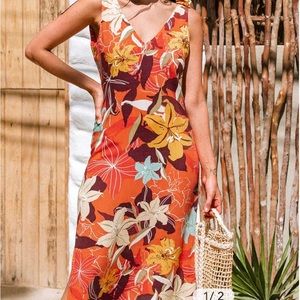 Cupshe NWT XL Misty Floral Tie Shoulder Dress